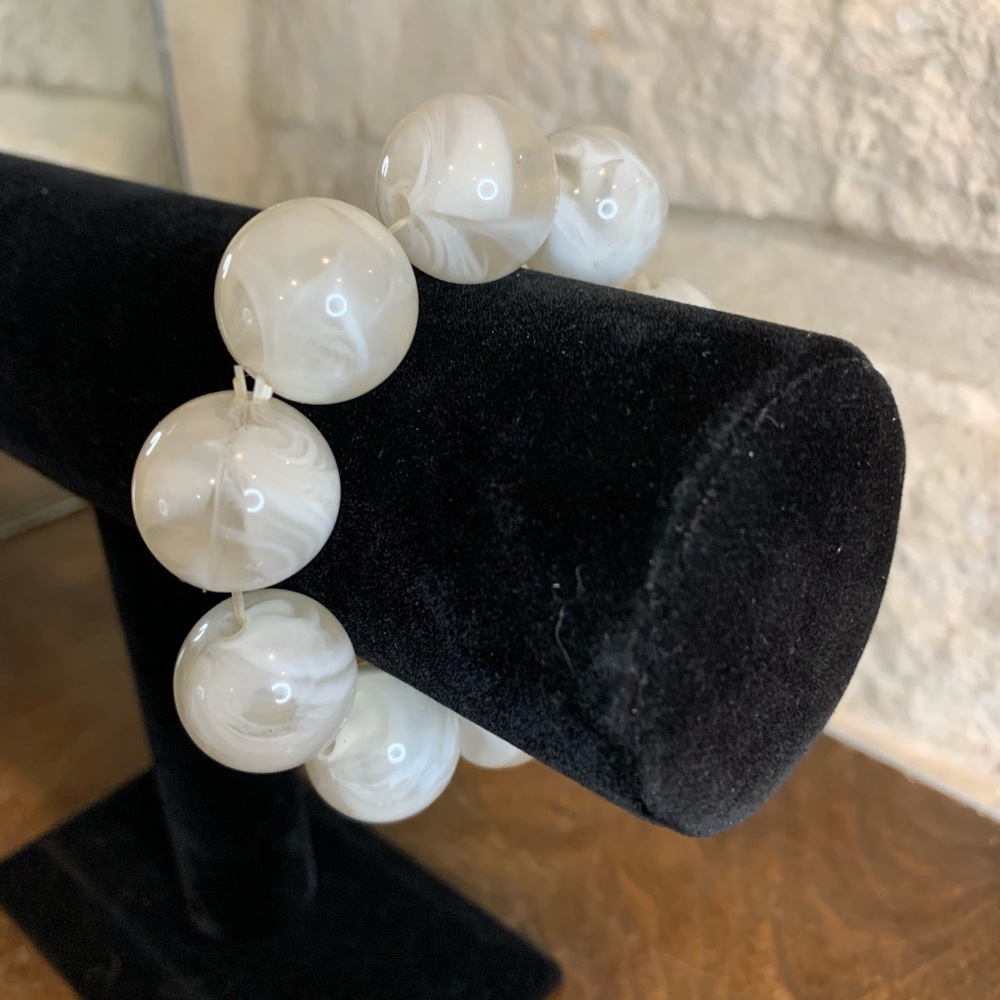 Large White Marble Stretch Bracelet